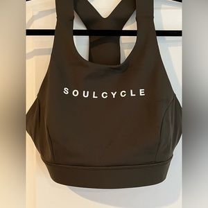 Lulu Lemon x Soul Cycle High Neck Olive Green Sports Bra; size 8